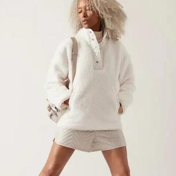 Athleta Cozy Sherpa Snap Sweatshirt - Picture 1 of 6
